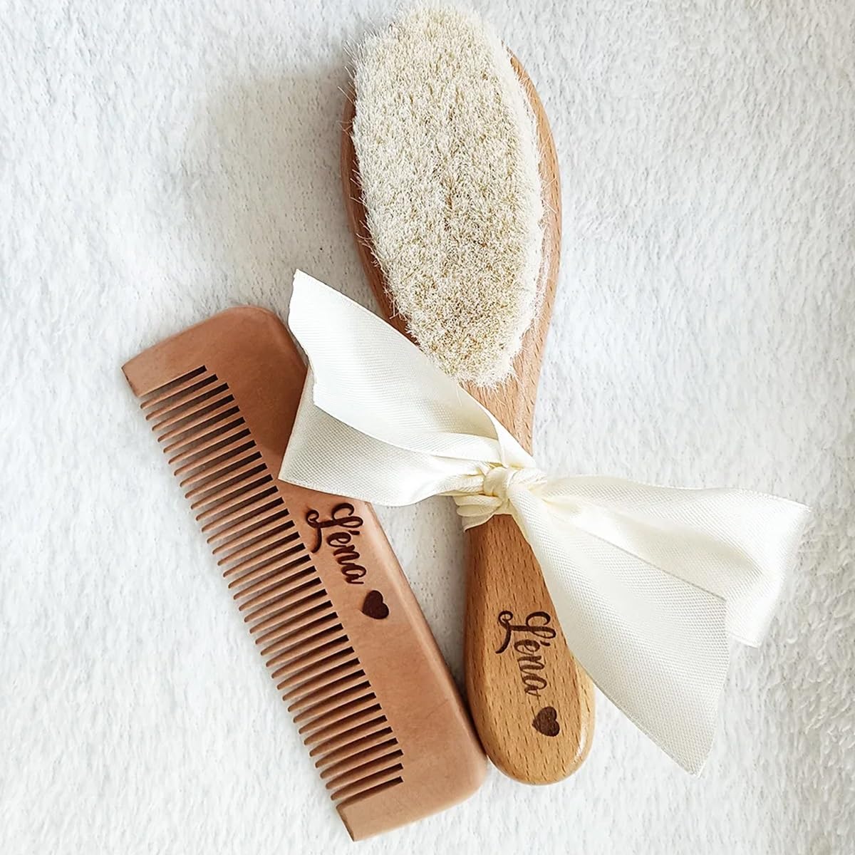 Brosse À Cheveux Bébé Personnalisée En Laine Pour Nouveau-né, Peigne En Bois Portable, Brosse De Bain Pour Bébé