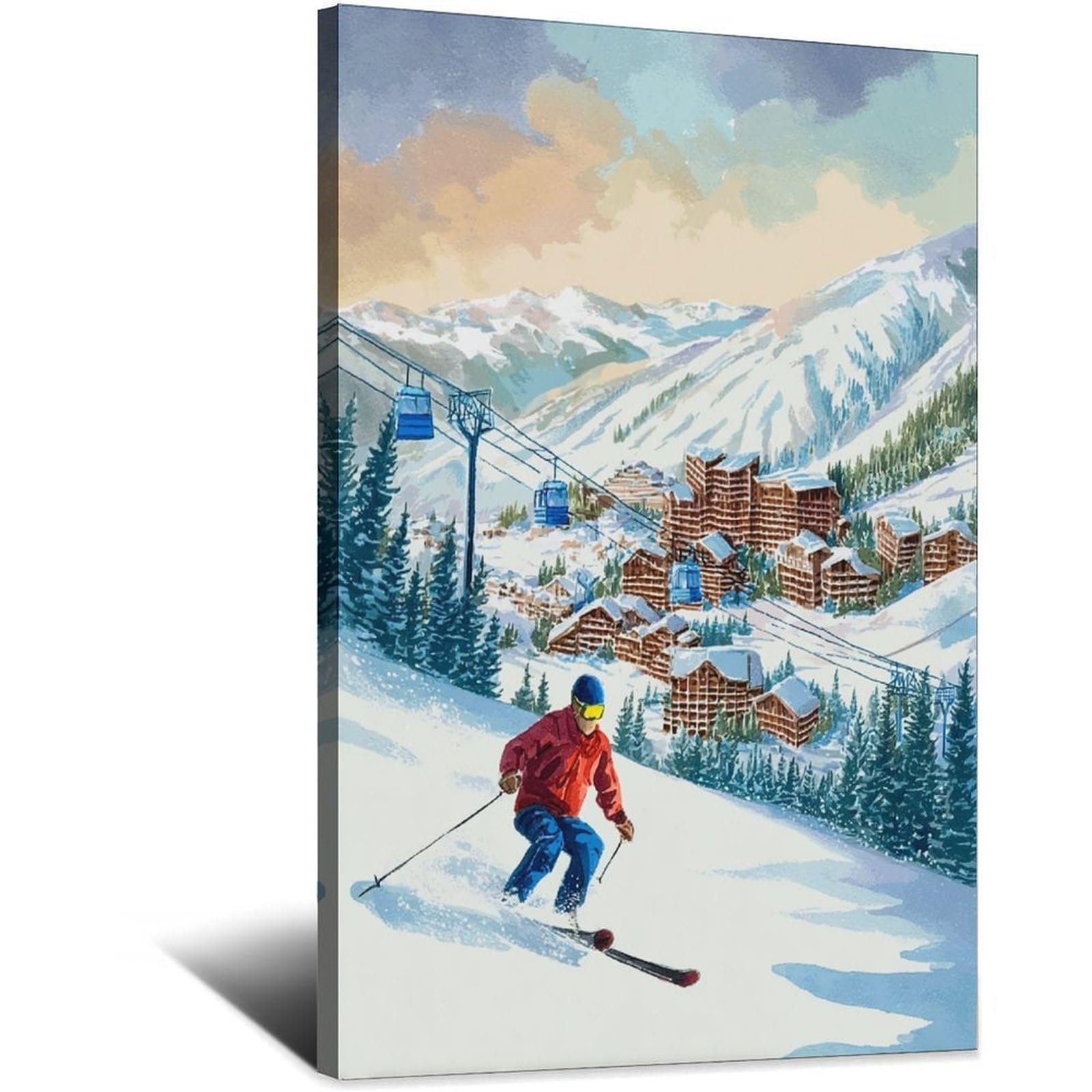 Avoriaz France Ski Posters 20x30inch(50x75cm) Vintage Watercolor Canvas Art