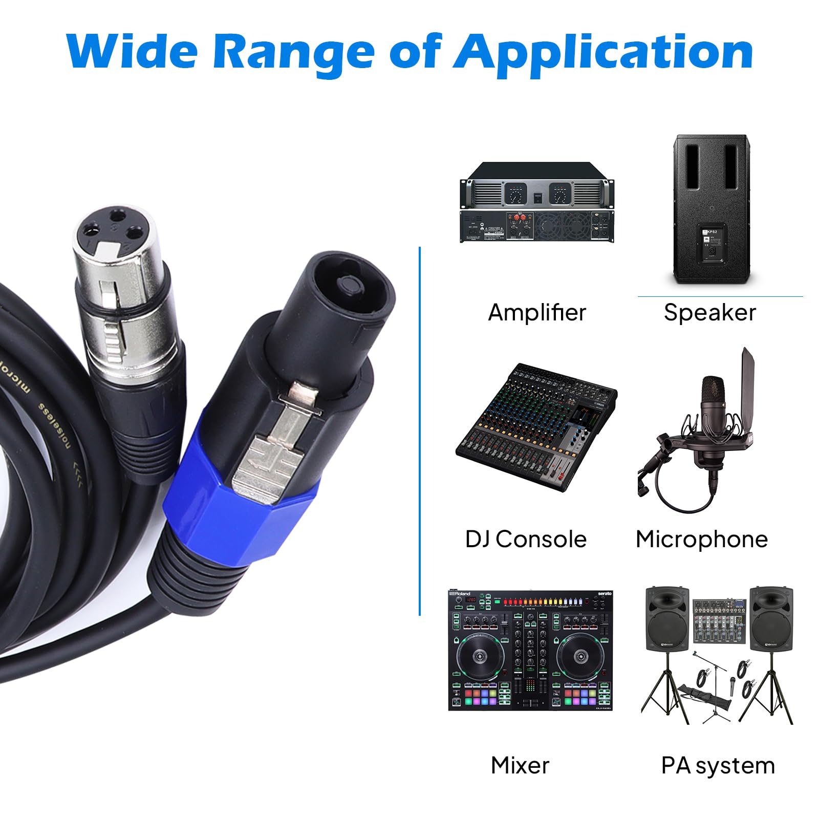 Speakon auf XLR-Kabel, SpeakON-Stecker auf 3-polige XLR-Buchse, Mikrofonkabel, NL4FC Twist-Lock-Stecker auf XLRF-Lautsprecherverlängerungskabel für PA, Verstärker, Bühnenmonitor, 2 Stück