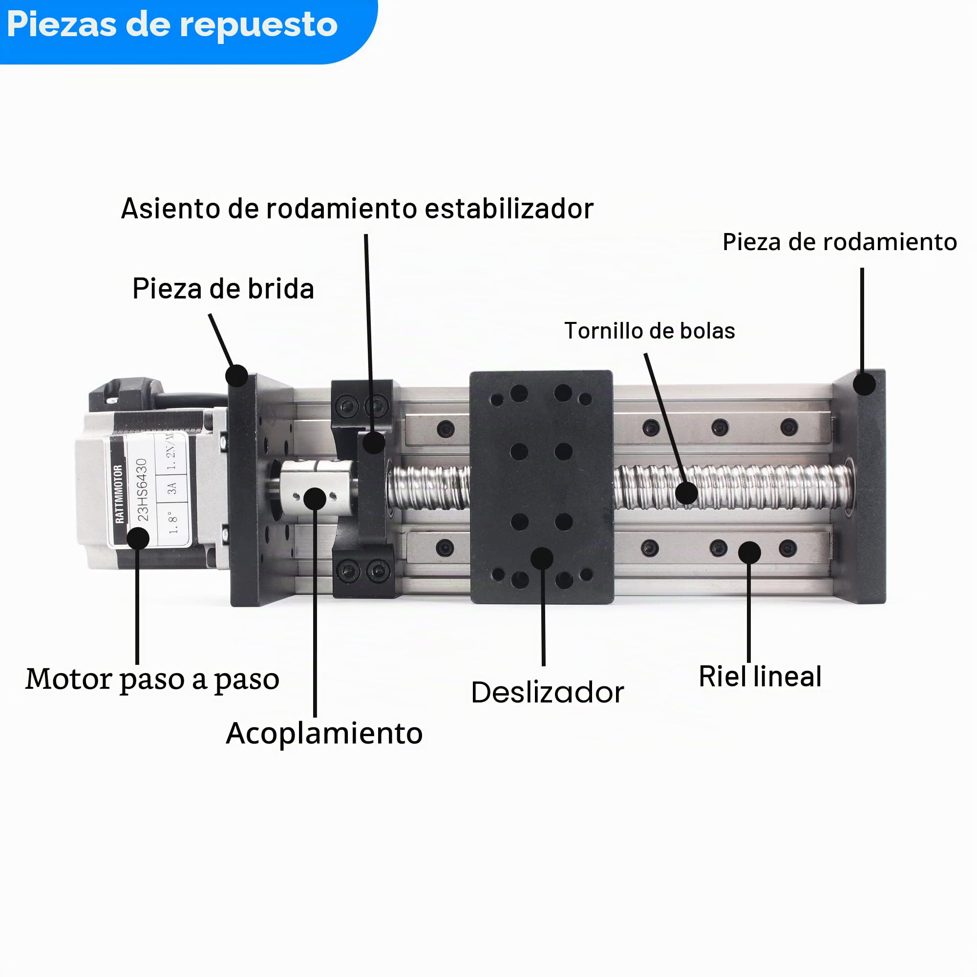 RATTMMOTOR Guía lineal, accionamiento lineal de 300 mm de longitud, actuador lineal CNC doble, husillo de bolas SFU1605 con motor paso a paso Nema23 para eje XY, XYZ