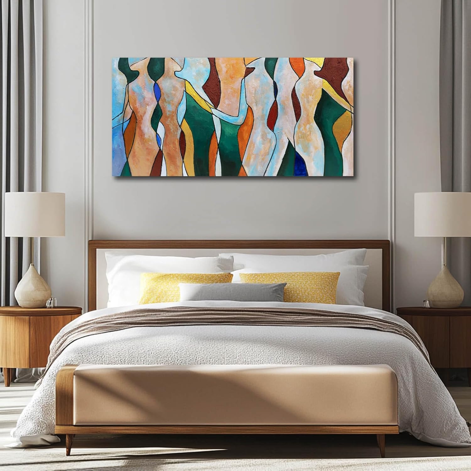 Abstract Human Figure Wall Decor Modern Artwork for Office Geometric Color Block Wall Art for Living Room Framed Art Prints for Bedroom 24x48 Inch
