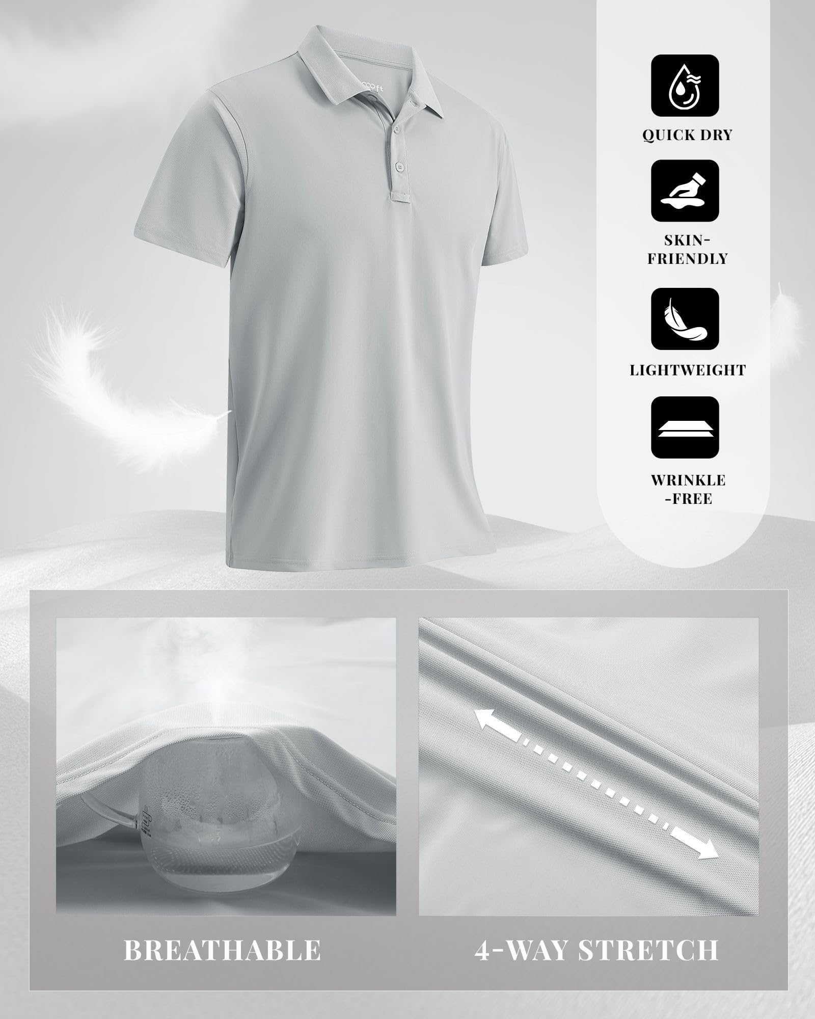 33,000ft Polo da uomo da golf UPF50+, protezione solare estiva, a maniche corte, ad asciugatura rapida, per sport all'aria aperta, in tinta unita, per uomini per golf, tennis