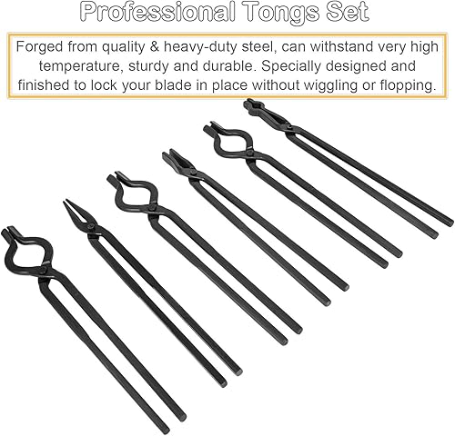 Miniatura 6 de Pinzas de herrero para principiantes, juego de herramientas de forja de herrero, pinzas de perno en V, pinzas de 38, 12, 58 y 14 de mandíbula plana