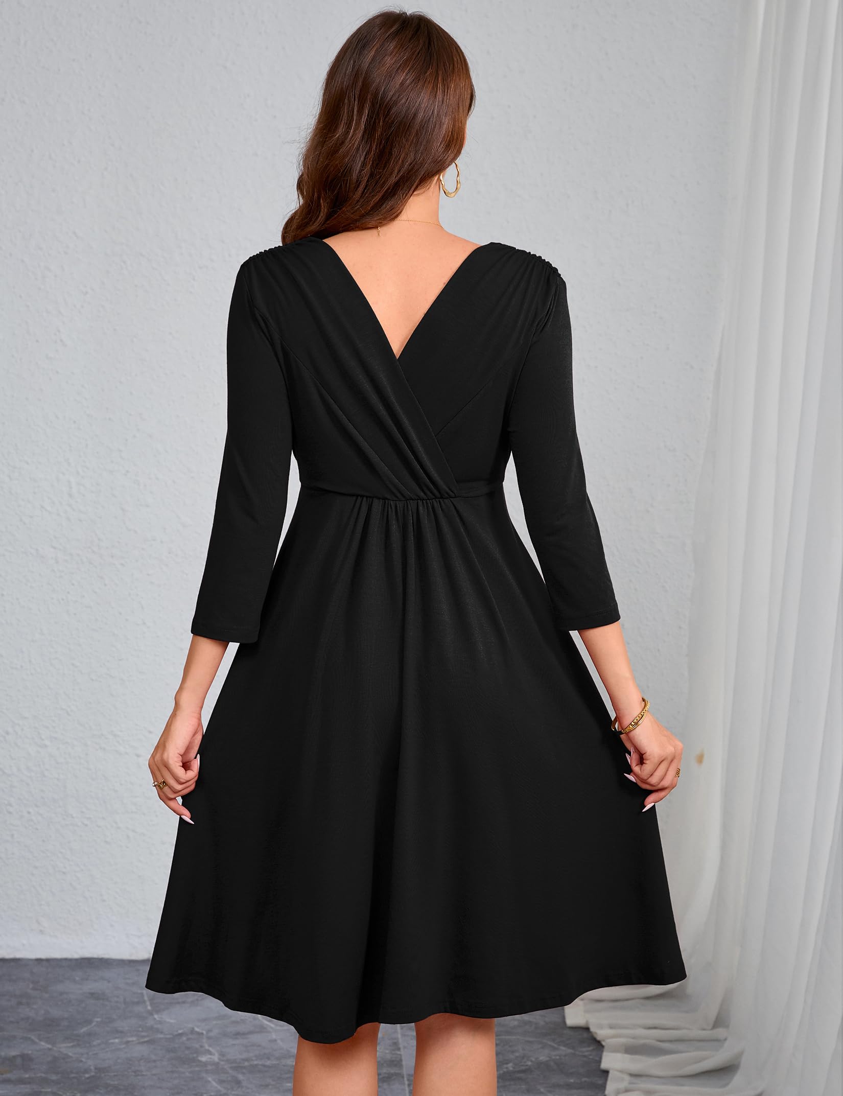 YesFashion Robe de maternité, col en V, taille haute, robe de grossesse, robe confortable pour les femmes enceintes