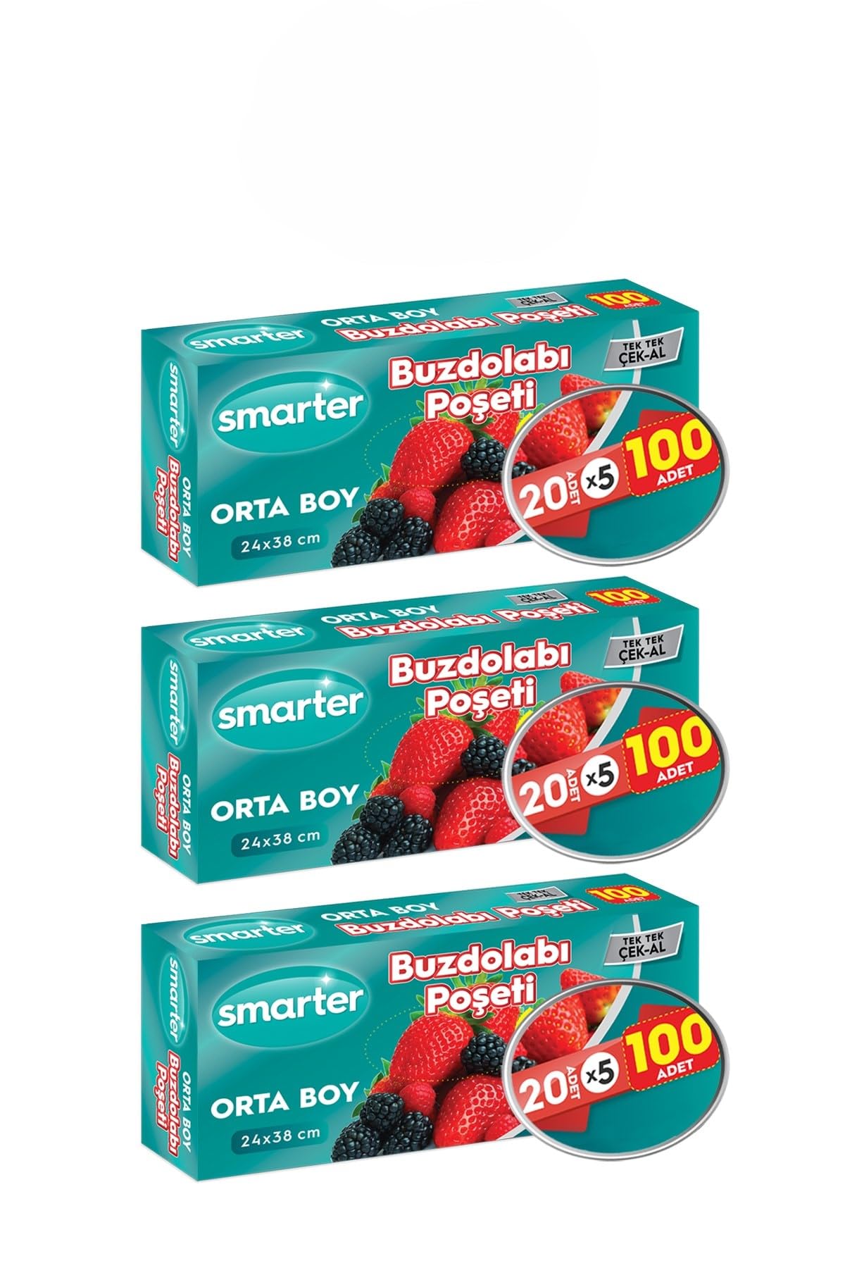 SMARTER 3 PAKET BUZDOLABI POŞET ORTA BOY (100 ADET X 3)