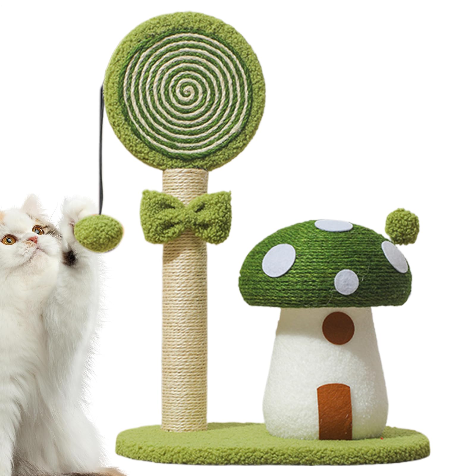 Arrampicatoio per gatti Interattivo Accogliente Fungo Multi-Livello Peluche | Centro Attività Torre Grattatoio Gatti per Casa Dormitorio Appartamento Piccoli Spazi e Area Giochi