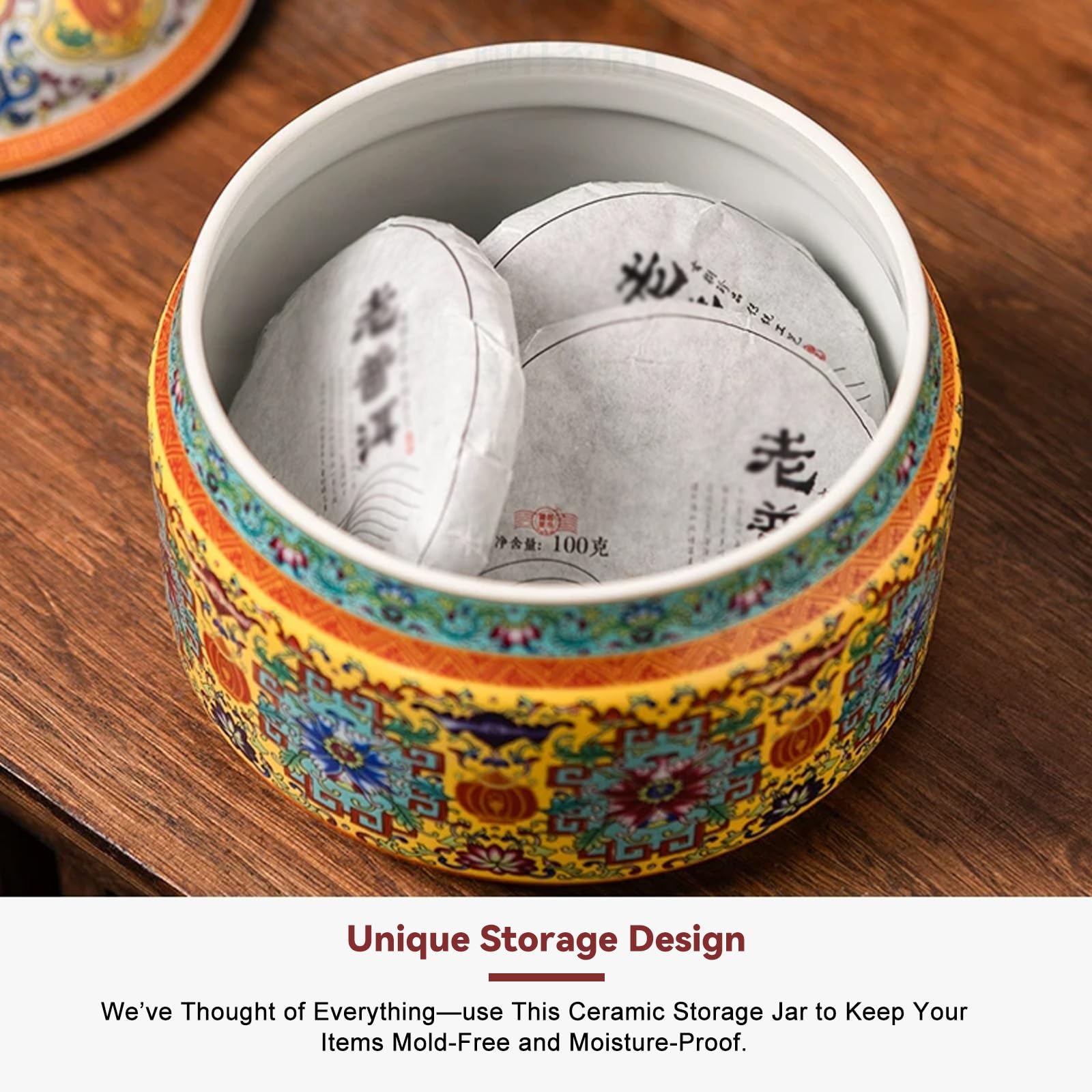 Ceramiczny Pojemnik Do Przechowywania Ryżu Szczelny Dozownik Zboża Domowe Wiaderko Na Ryż Cylindryczna Beczka Kuchenna(Blue,Medium)