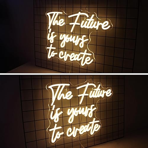 Miniatura 4 de Letrero LED de neón con texto en inglés "The Future is Yours to Create", letras de neón para decoración de pared, letrero de luz de neón blanco