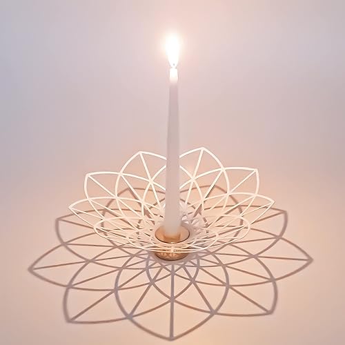 Oshadow - Portavelas de loto, bonita decoración bohemia para velas cónicas y mesa de café