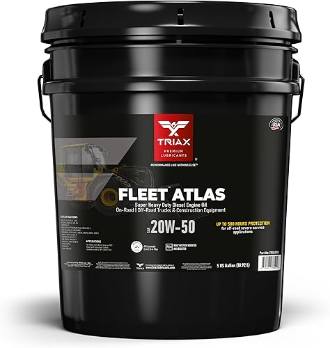 TRIAX Fleet Atlas 20W-50 CI-4 Plus - Aceite diésel de alto TBN, optimizado para todo terreno, súper resistente (cubo de 5 galones)