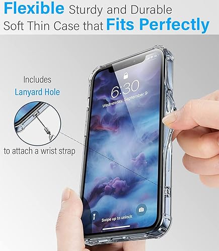 Miniatura 7 de siduater Funda con correa para iPhone 15 Pro de 6.1 pulgadas con soporte, funda protectora de TPU suave y transparente a prueba de golpes,