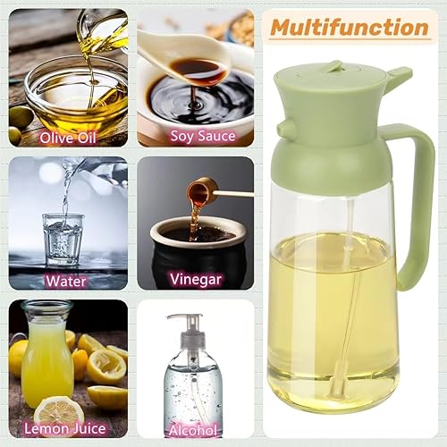 Miniatura 5 de Wsaikis Pulverizador de aceite para cocinar, rociador de aceite de oliva de vidrio 2 en 1 y dispensador de aceite, botella de spray de aceite de
