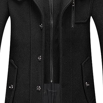 Mens Winter Thicken Wool Jacket Woolen Trench Coat with