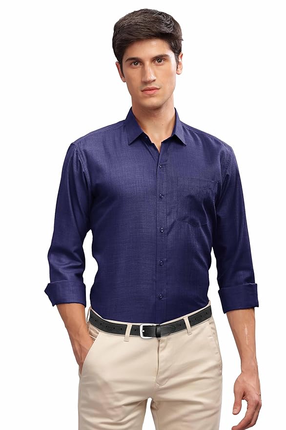 BE ACTIVE Men's Solid Slim Fit Cotton Formal Shirts || Men Stylish Shirt || Spread Collar & Full Sleeves || Timeless Style & Comfort