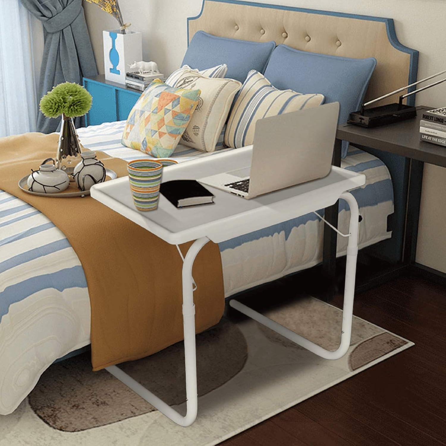 JOYBASE Trays Table, Foldable Table, TV Tray Portable Folding Snack Table - Adjustable Sofa Side Table for Breakfast, Bed Table, Foldable Desk, Foldable Laptop Holder, TV Dinner for Home use