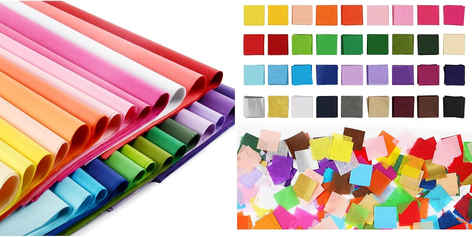 5400 pcs 1 inch Tissue Paper Square for Crafts & 150 Sheets 20x26 inch Tissue Paper for Gift Bags and Wrapping