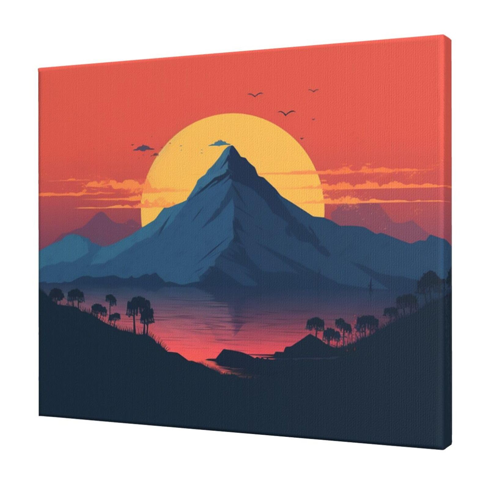 FodPand Sunset And Mountain top Canvas Wall Art for Living Room Wall Decor 20"x24" Modern Artwork Painting Pictures Hanging Canvas Prints Aesthetic Wall Art for Bedroom Bathroom Office Wallart Decor