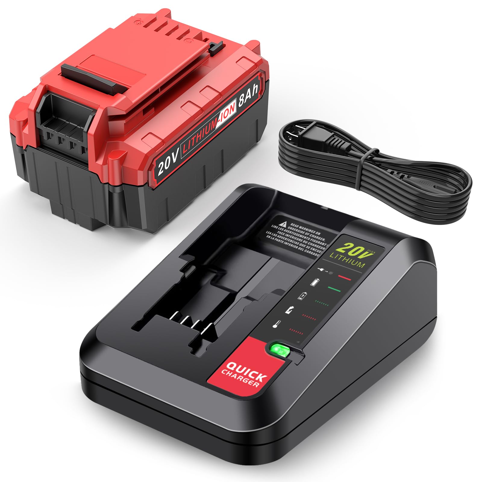 Photo 1 of TREE.NB 8.0Ah 20Volt Replacement for Porter Cable 20V Battery and Charger Combo Compatible with Porter Cable 20V Lithium Battery PCC685L PCC680L PCC681L PCC682L PCC685LP