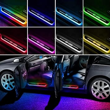 Led Door Sills for Car, Custom Logo Or Text Car Door Sills Led Magnetic, 7 Colors/28 Change Modes Car Door Welcome Courtesy Lights, Auto-Sensing, Car Pedal Light