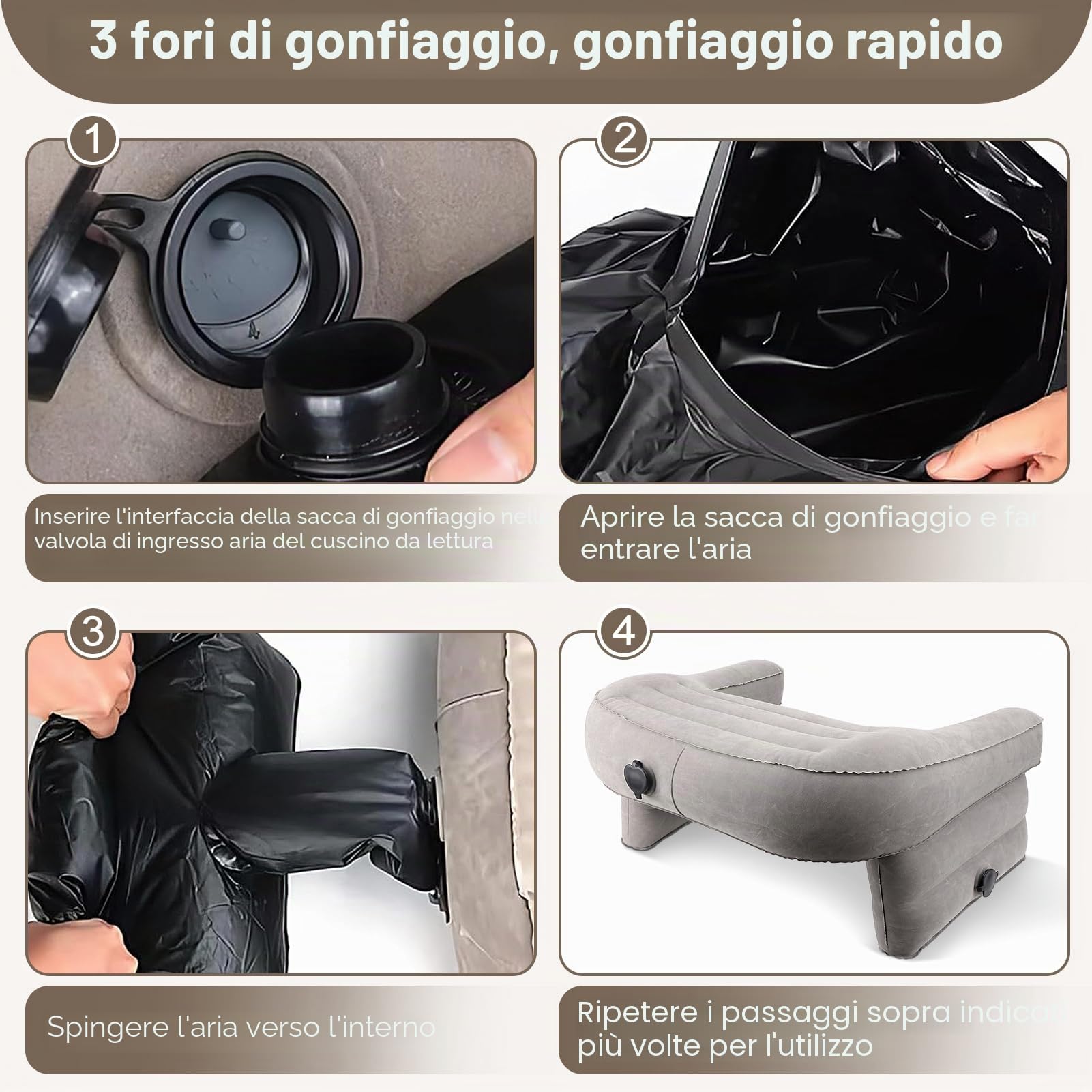 Ausla Cuscino da Scrivania Gonfiabile, Cuscino da Lettura in PVC per Giochi, Cuscino da Bracciolo Portatile Cuscino da Lettura con 3 Fori di Gonfiaggio per Giocare Guardando la TV 31,5