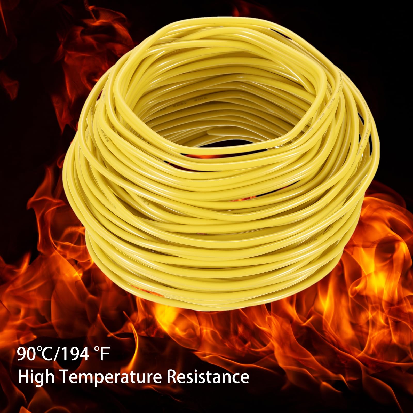 QUARKZMAN 150 Fuß Elektrischer Draht Isoliert Massivkupfer 12AWG Anschlusskabel THHN Draht Wohnbereich Industrie Erdung Elektrisch Bewertet Für 600 Volt UL Gelistet Gelb