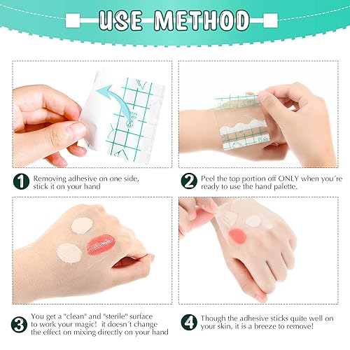 Miniatura 4 de Paleta de mano de 50 piezas, paleta de mano de maquillaje de un solo uso, paletas adhesivas desechables, paleta de maquillaje cosmético para cada