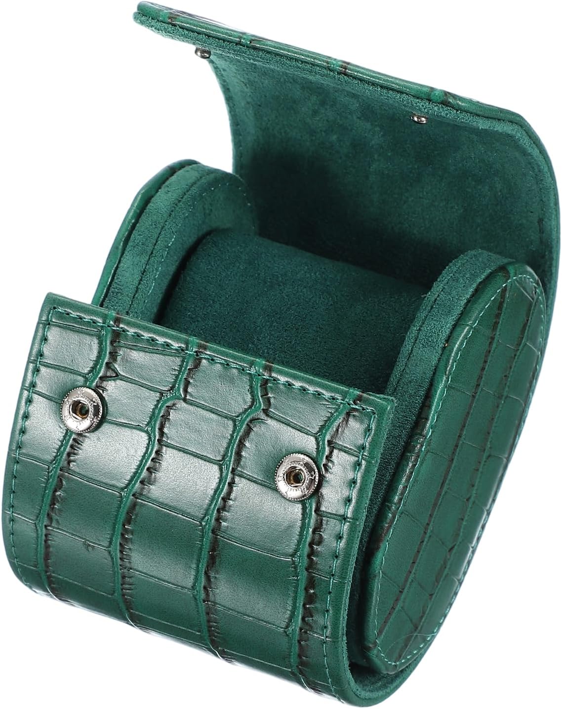 sourcing map Watch Travel Case for Men Crocodile Pattern Leather Watch Roll Travel Case Portable Watch Storage Box for Christmas, Birthday, and Anniversary 1 Slot (Green)