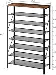 MAHANCRIS 8 Organisateur Tier Shoe Rack pour le placard, tient 28-32 paires, étagère de rangement en métal Tall pour chambre d'entrée, rack autoportant robuste Space Sauvetage, Grande Capacité, Rustique Brown