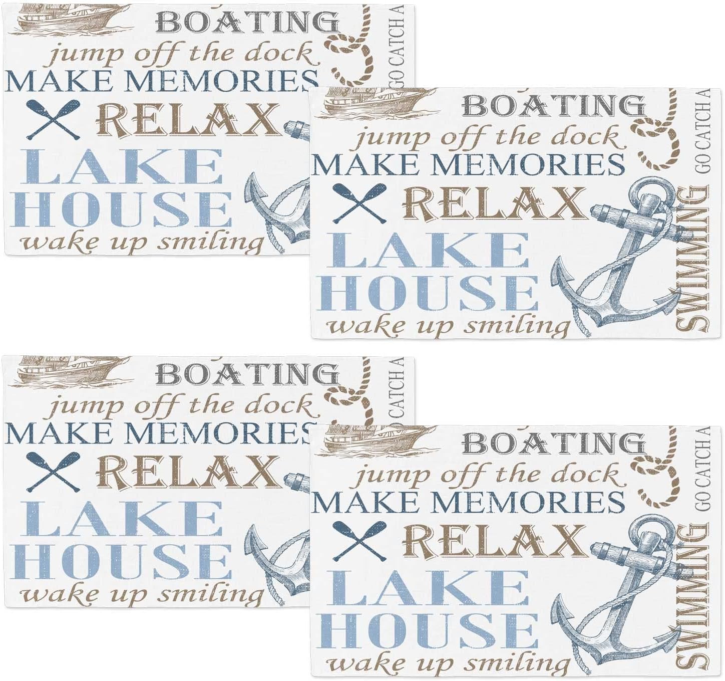 DECOPOW Nautical Set of 4 Clothes Placemats Perfect for