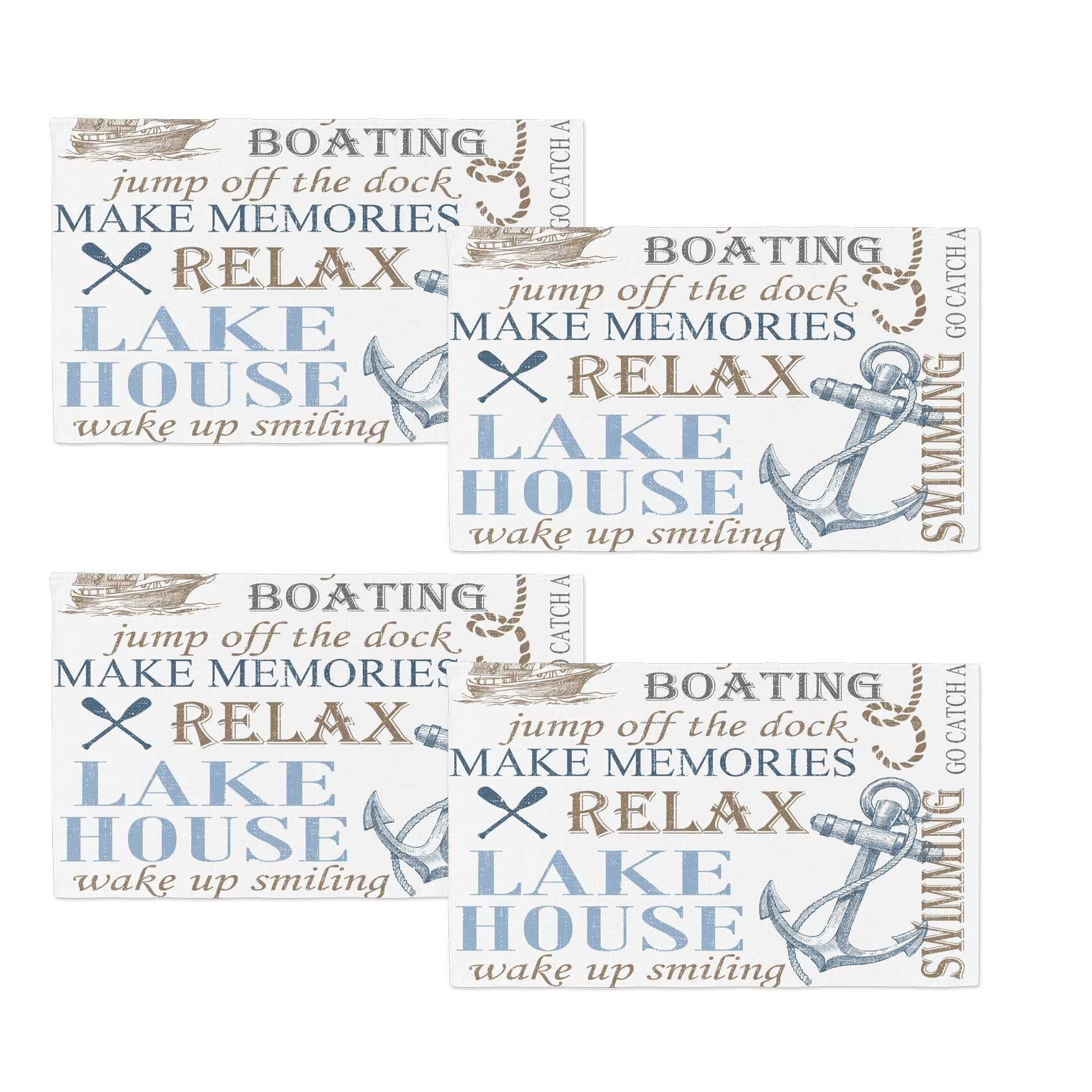 Nautical Set of 4 Clothes Placemats Perfect for Family Dinners Lake House Placemats 13 Inches X 18 Inches