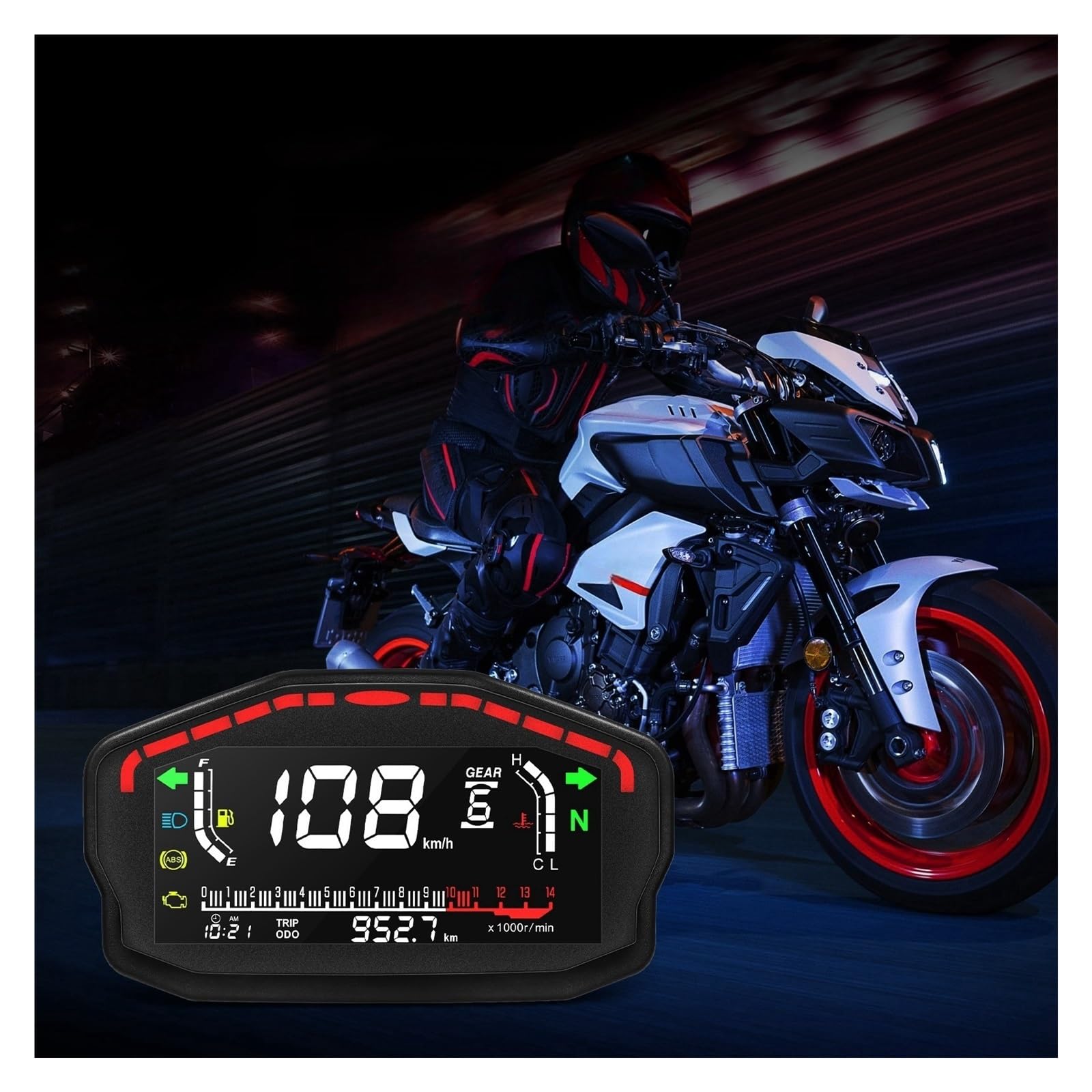 Digitale contagiri Tachimetro Universale Per Moto Digitale 14000 RPM Contachilometri Per Veicoli A Motore Strumento Indicatore Temperatura Acqua Carburante