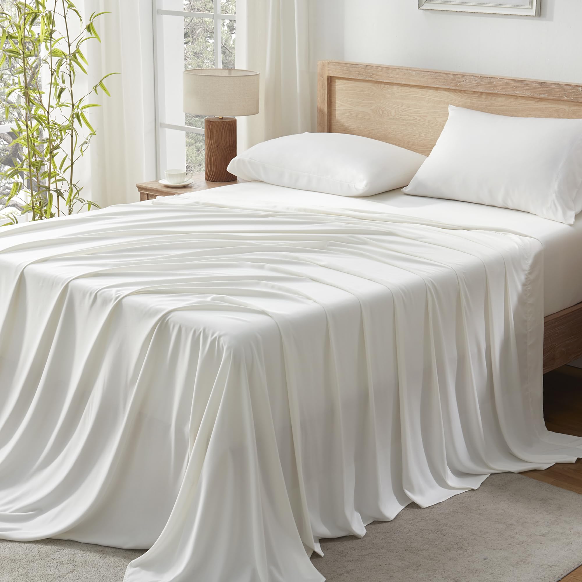 Andency Ivory Full Sheets Set 100% Viscose Derived from Bamboo
