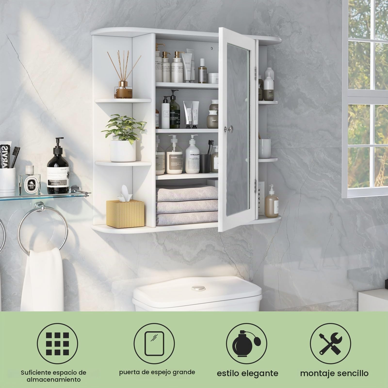 GOPLUS Armario de baño con Espejo y Amplio Espacio