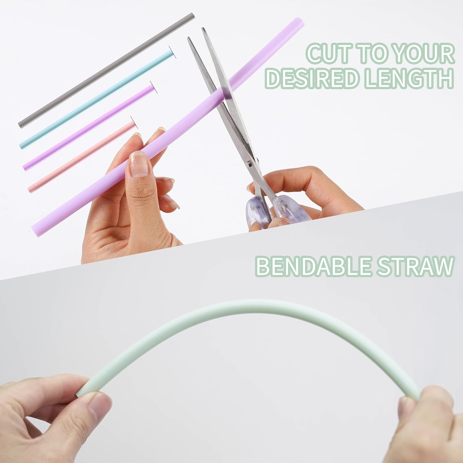 HAHE Silicone Reusable Straws with Case, Dishwasher Safe Travel Straw