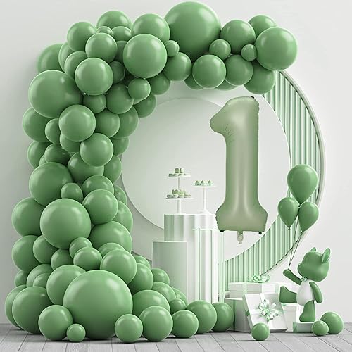 Miniatura 2 de Globo del número 1, globos de número grande de 40 pulgadas, decoración de fiesta de primer cumpleaños, verde salvia