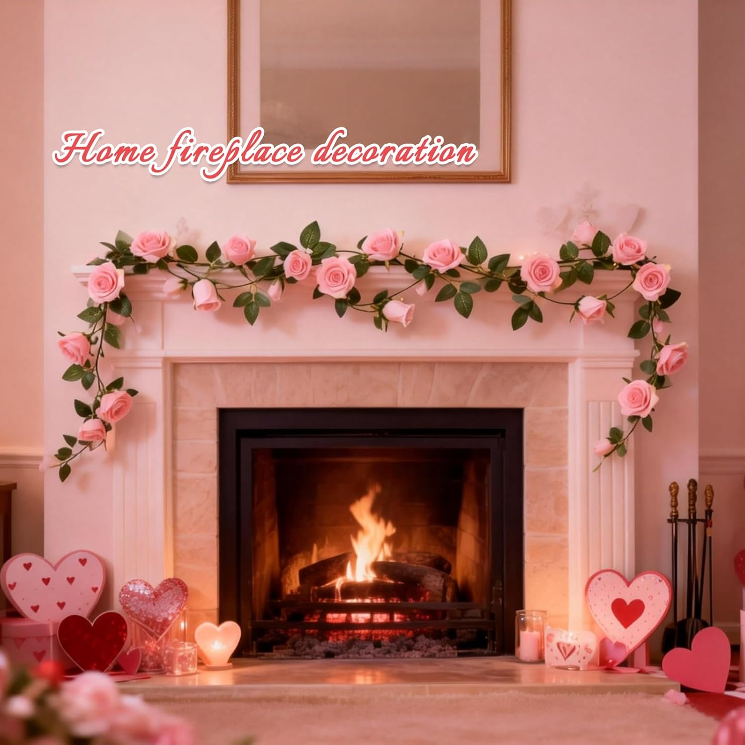 Felice Arts 2 Pack Pink Artificial Rose Garland Each 6.5FT Fake Rose Vine Hanging Floral Garland for Wedding Swing Table Centerpiece Arrangement Decor - Image 6