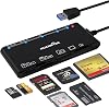 Card Reader USB 3.0, Rocketek 7 in 1 Memory Card Reader, USB 3.0 5Gps High Speed CFSDTFXDMSMicro SD Card Solt All in one Card Reader for Windows XPVistaMac OSLinux,etc1