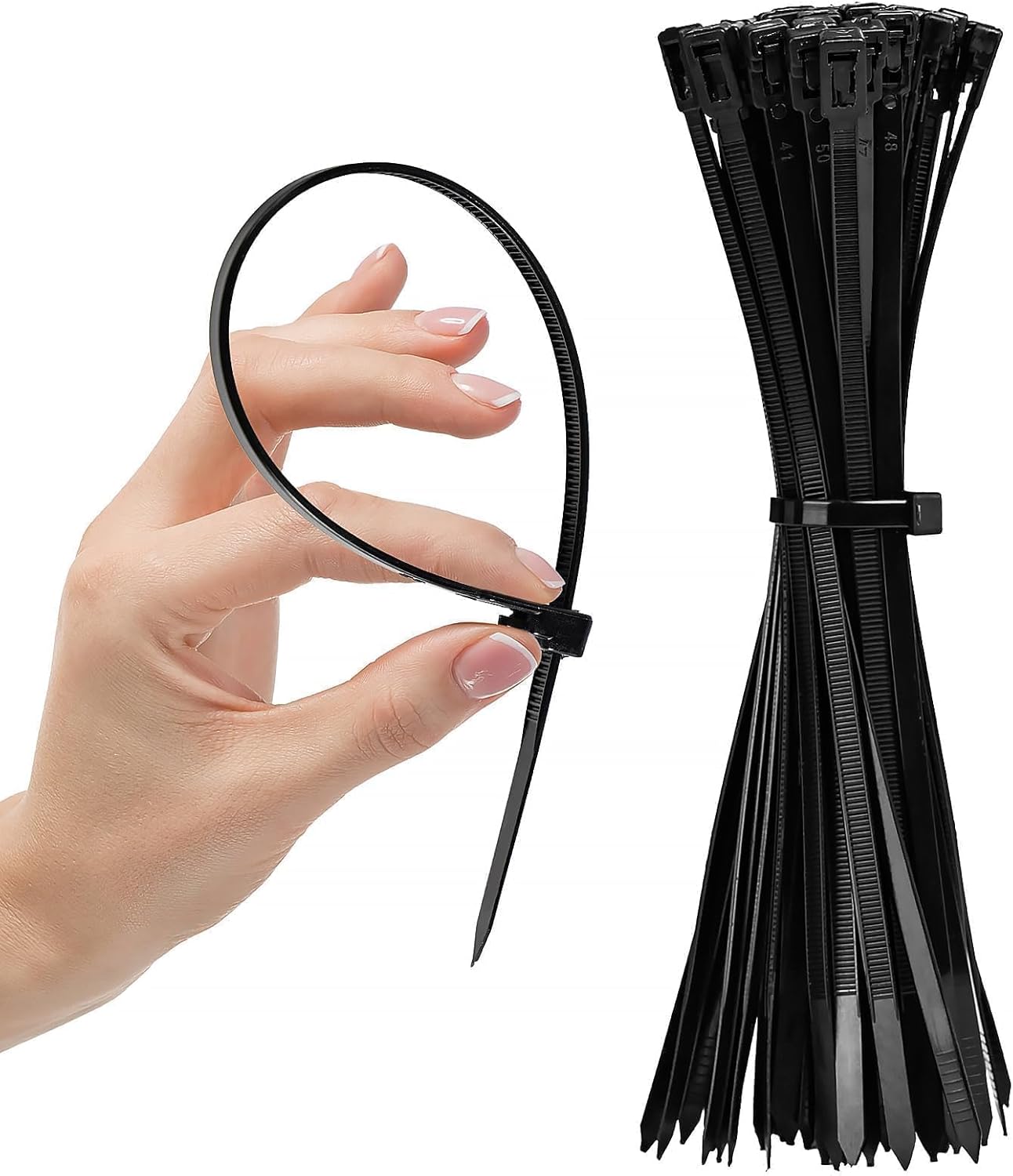 50 Pcs 10 inch Cable Ties Reusable, Cables Wrap with 120 LBS Tensile Strength, Zip Ties Heavy Duty, Tie Wraps, Wire Management, Cable Cord Management