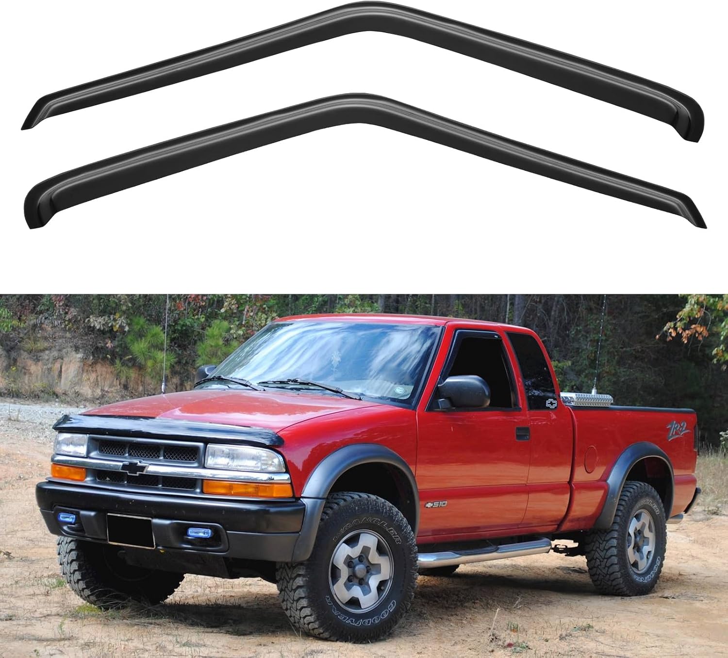 Window Visors Rain Guards for 1994-2004 Chevrolet S10/GMC Sonoma, Out-Channel Window Vent Wind Deflectors Visors Shades for 1995-2005 S10 Blazer/S15 Jimmy, 1996-2000 Isuzu Hombre, 2PCS 1994-2003 Chevrolet S10/GMC Sonoma