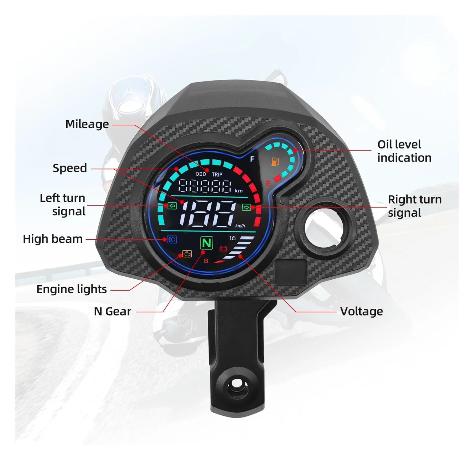 Moto Tachimetro Digitale Pannello strumenti cruscotto motore per Navi 110 per Navi110 Contagiri moto Contachilometri digitale Contagiri