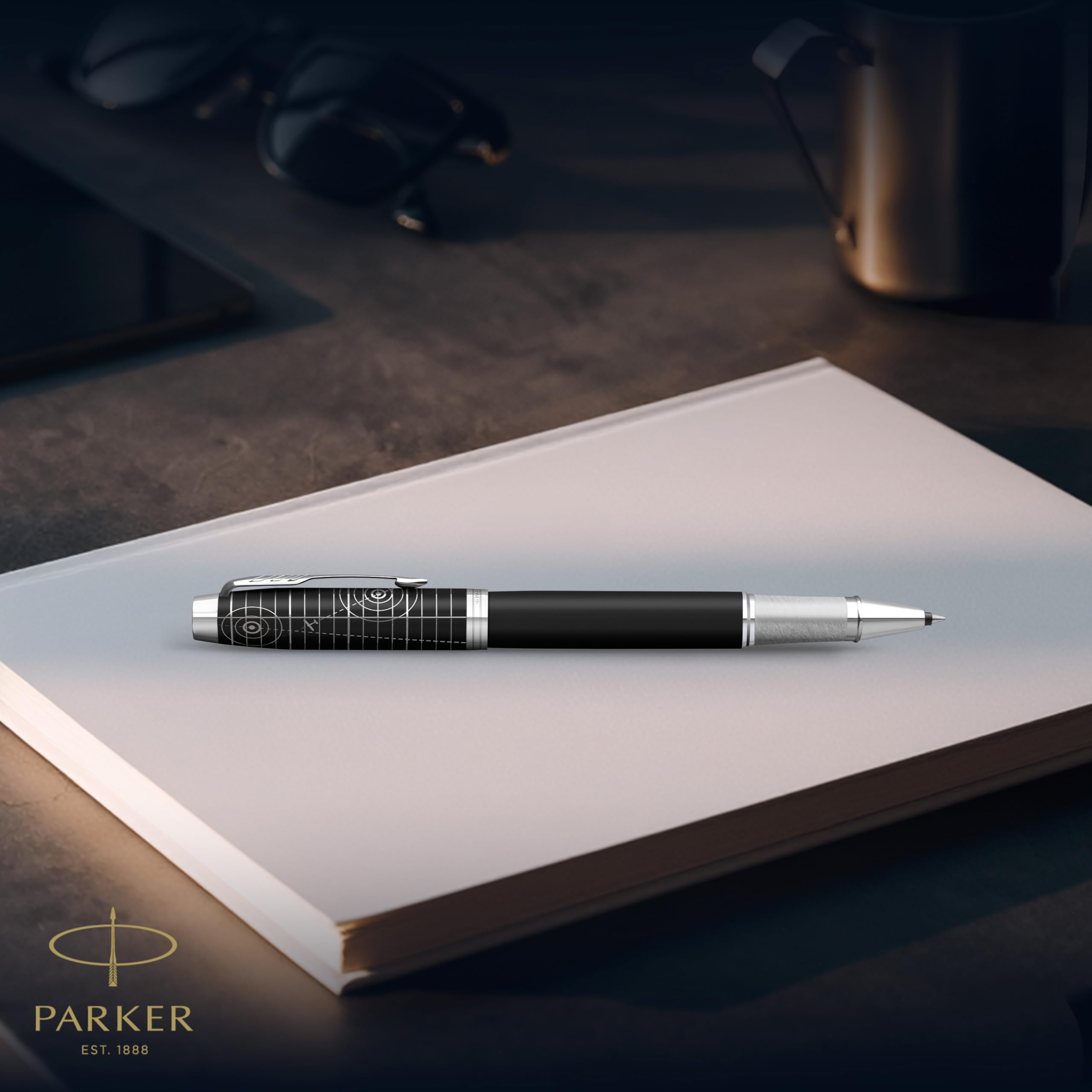 Parker IM Premium Bolígrafo roller | Colección Legacy of Flight | Acabado cromado | Punta fina | Tinta negra | Caja de regalo