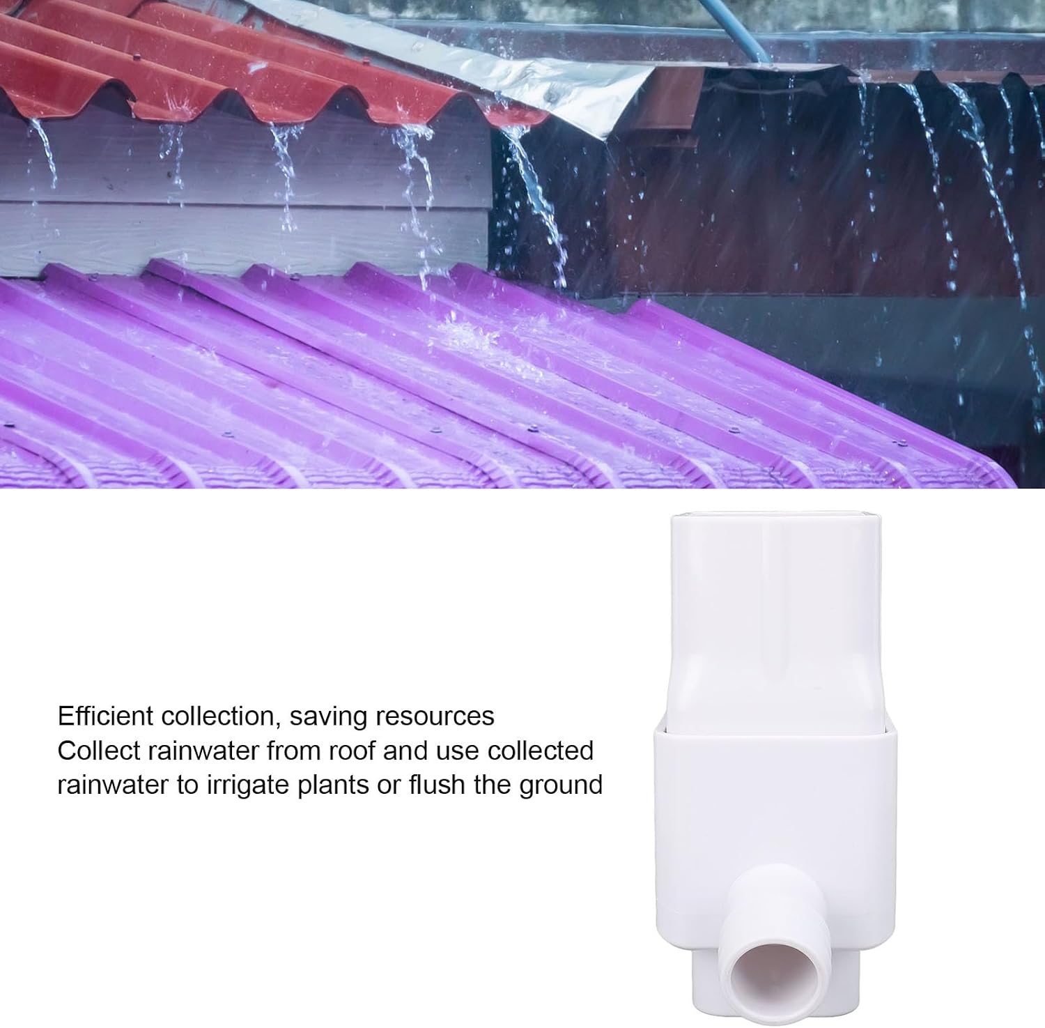 Rainwater Collection System, Efficient Diverter Kit for Roof Rain, Plant Irrigation, Easy Install, Fits 2x3 or 3x4 Inch Downspouts with Adjustable Valve and Filter (White)