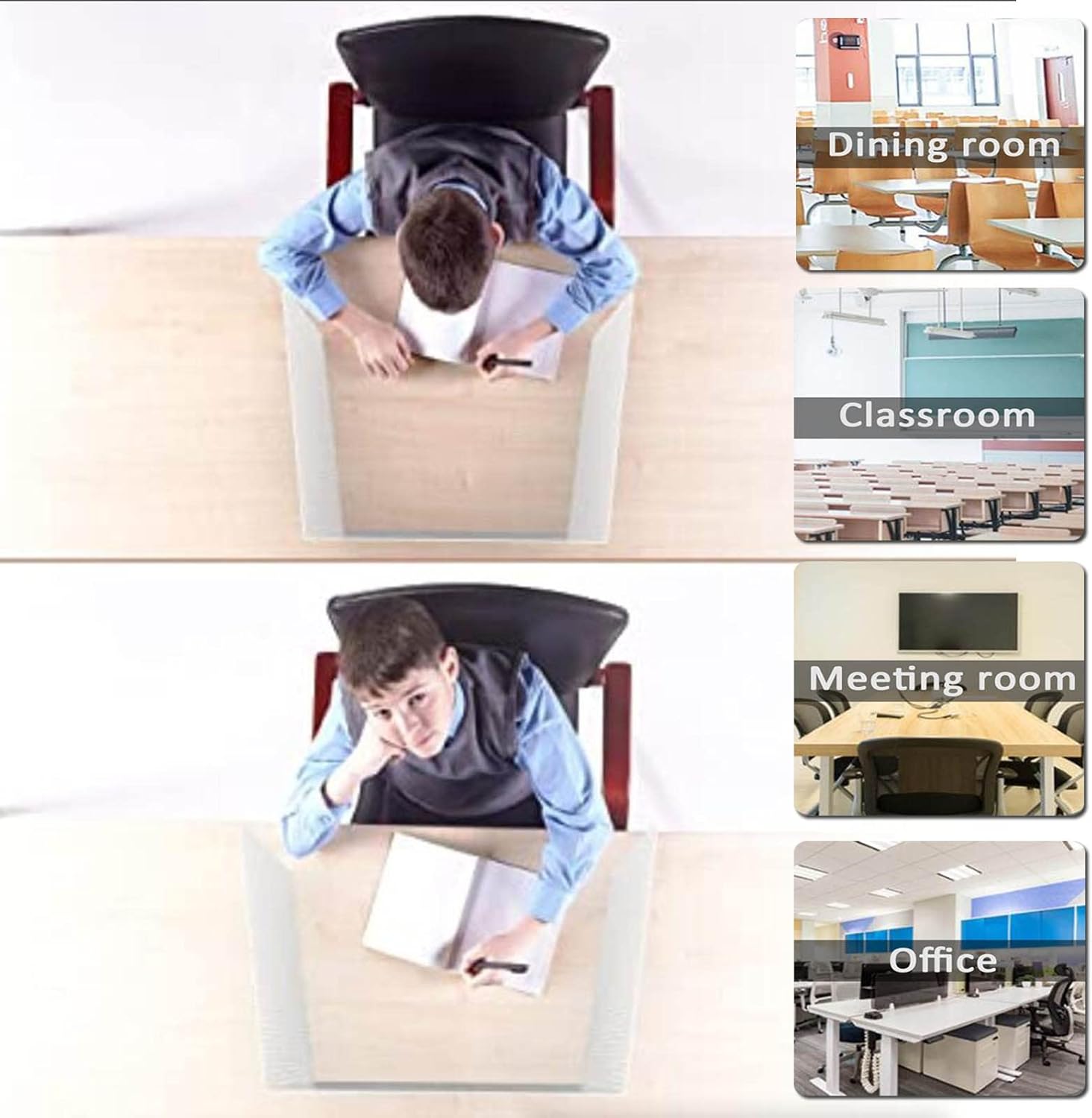 Freestanding Antis-Splash Desk Dividers | Office Partition Panel for Noise Reduction & Visual Privacy | Folding Desktop Divider for Call Centers & Study | Includes 4 BRAC