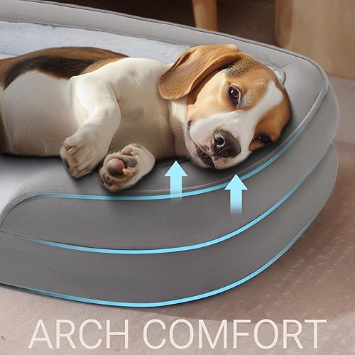 Miniatura 5 de Soft Touch Cama ortopédica para perros grandes con parte superior de piel sintética, sofá cama impermeable para mascotas con funda extraíble lavable