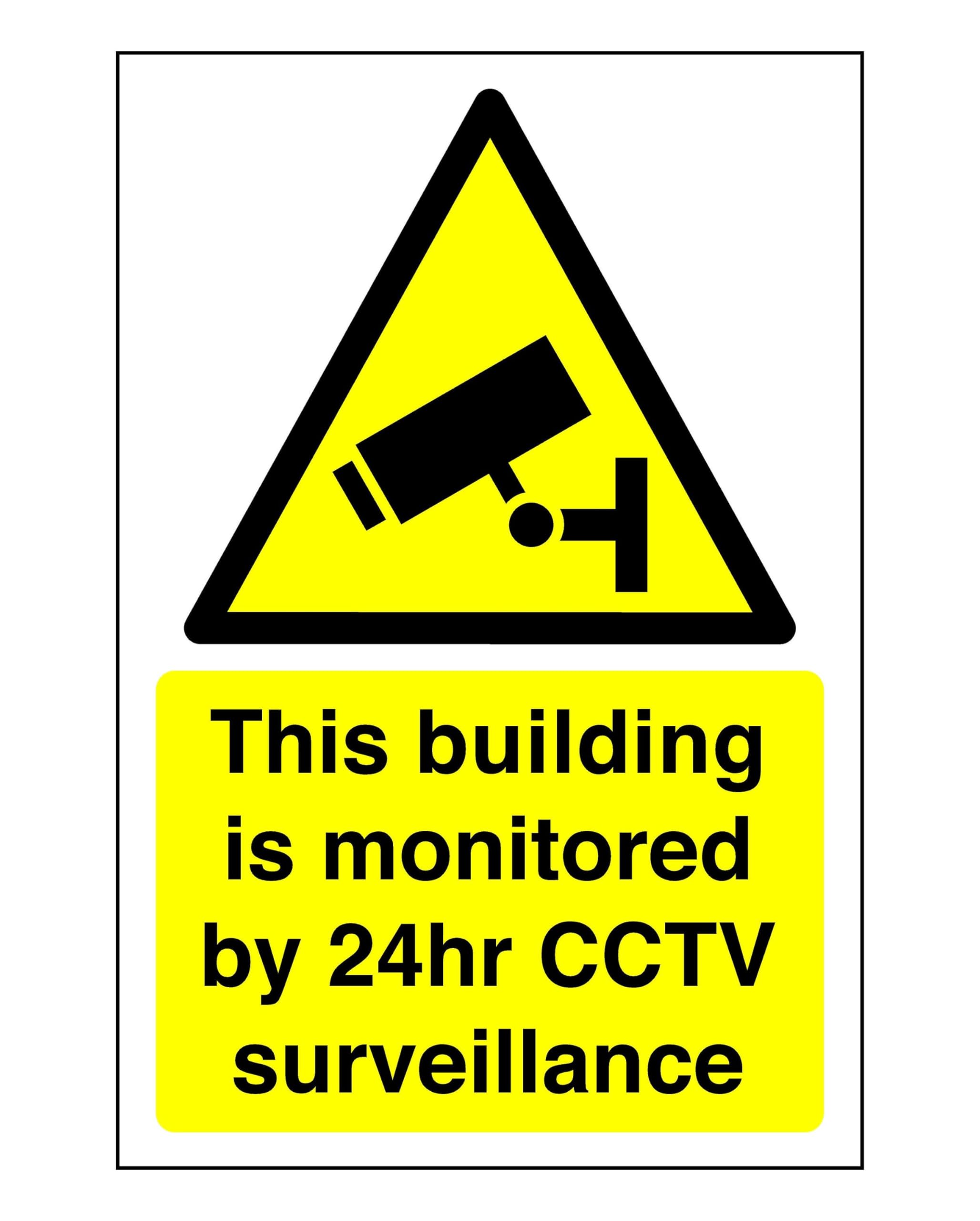 Safety First Display Ltd Yellow/Black This Building Is Monitored By 24Hr Cctv Surveillance Sign - 1.2Mm Rigid Plastic For Indoor/Outdoor Usage (300Mm X 200Mm) Viewing Distance Within 7M.