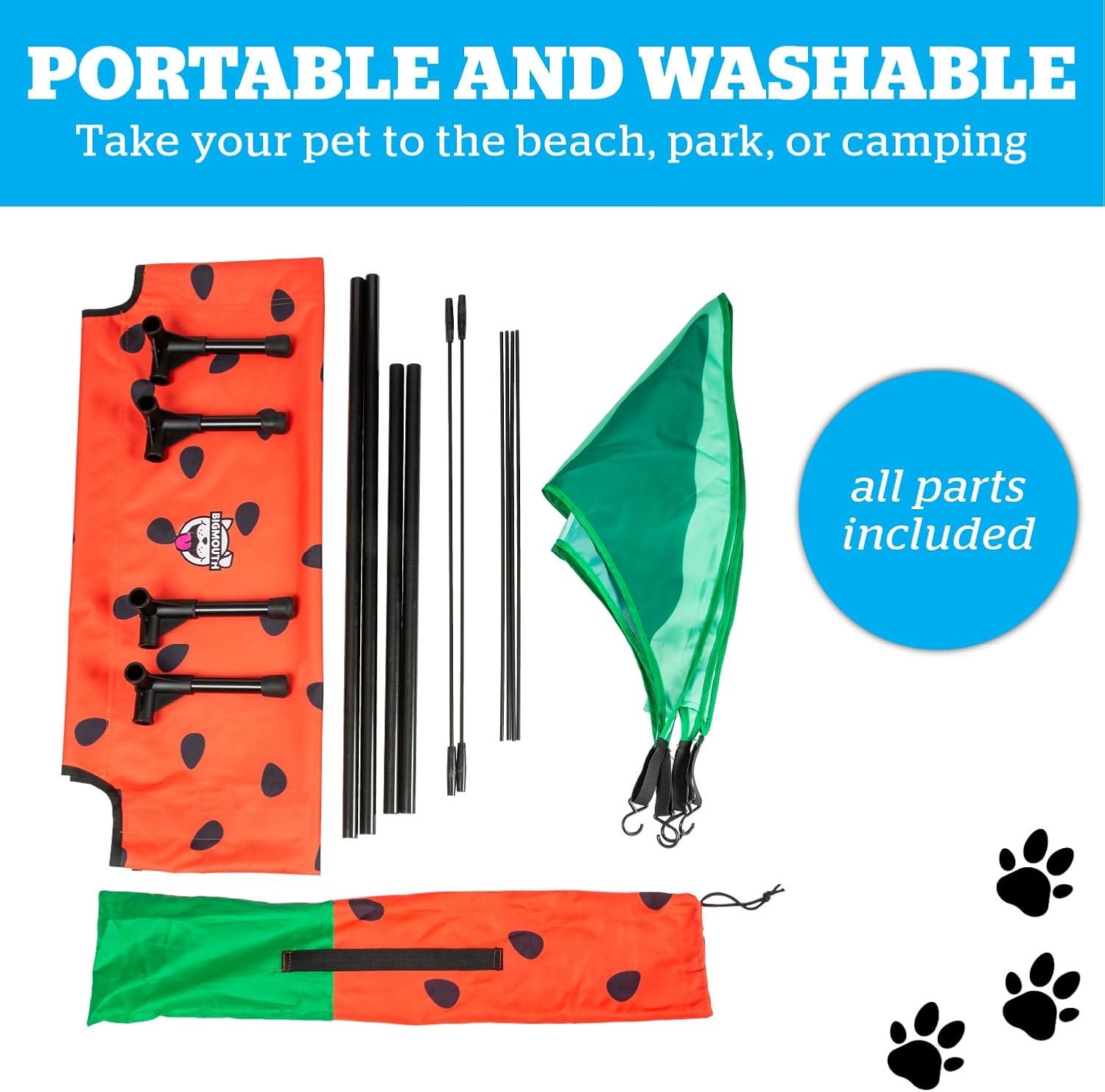 BigMouth Watermelon Elevated Canopy Dog Bed, Raised Indoor Outdoor Pet Cot with UV Shade, Cooling Airflow Design - Medium