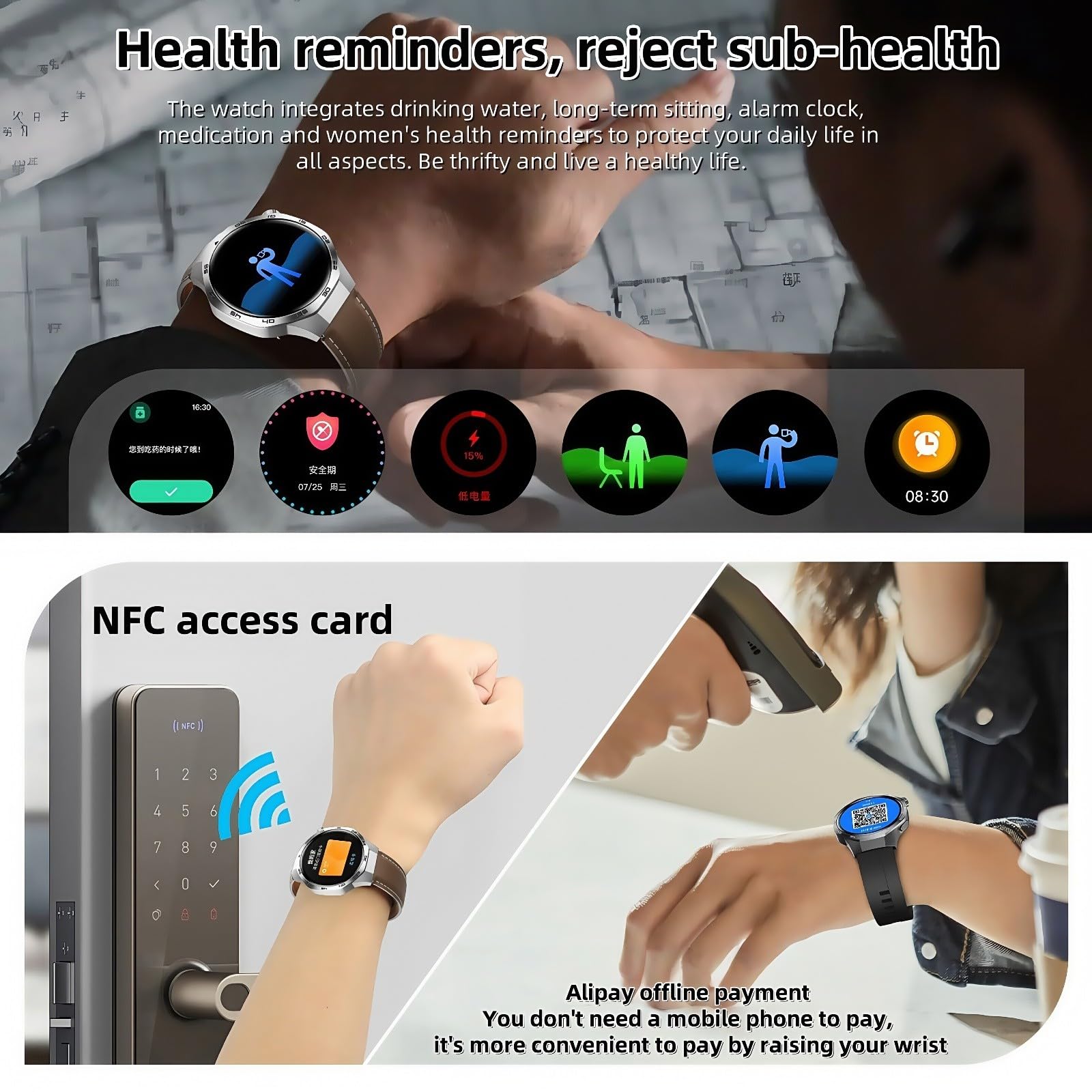 Reloj Inteligente Hombre Mujer Reloj Deportivo con Llamadas, Smart Watch Monitor De Sueño/Spo2, Podómetro, Modos Deportivos, Impermeable Reloj Deportivo Silver Silicone