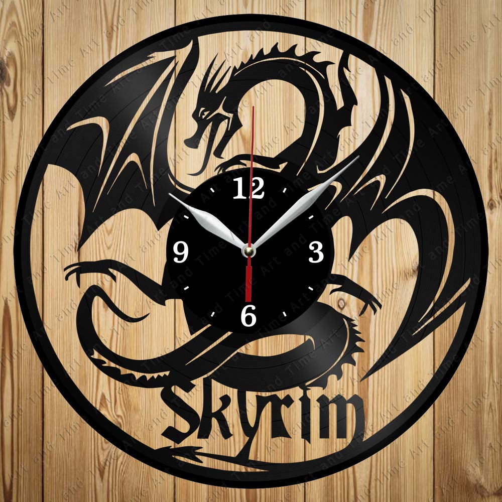 Vinyl Clock Dragon Skyrim Art Decor Home Wall Clock Black | Desertcart  Seychelles, image size:1000x1000