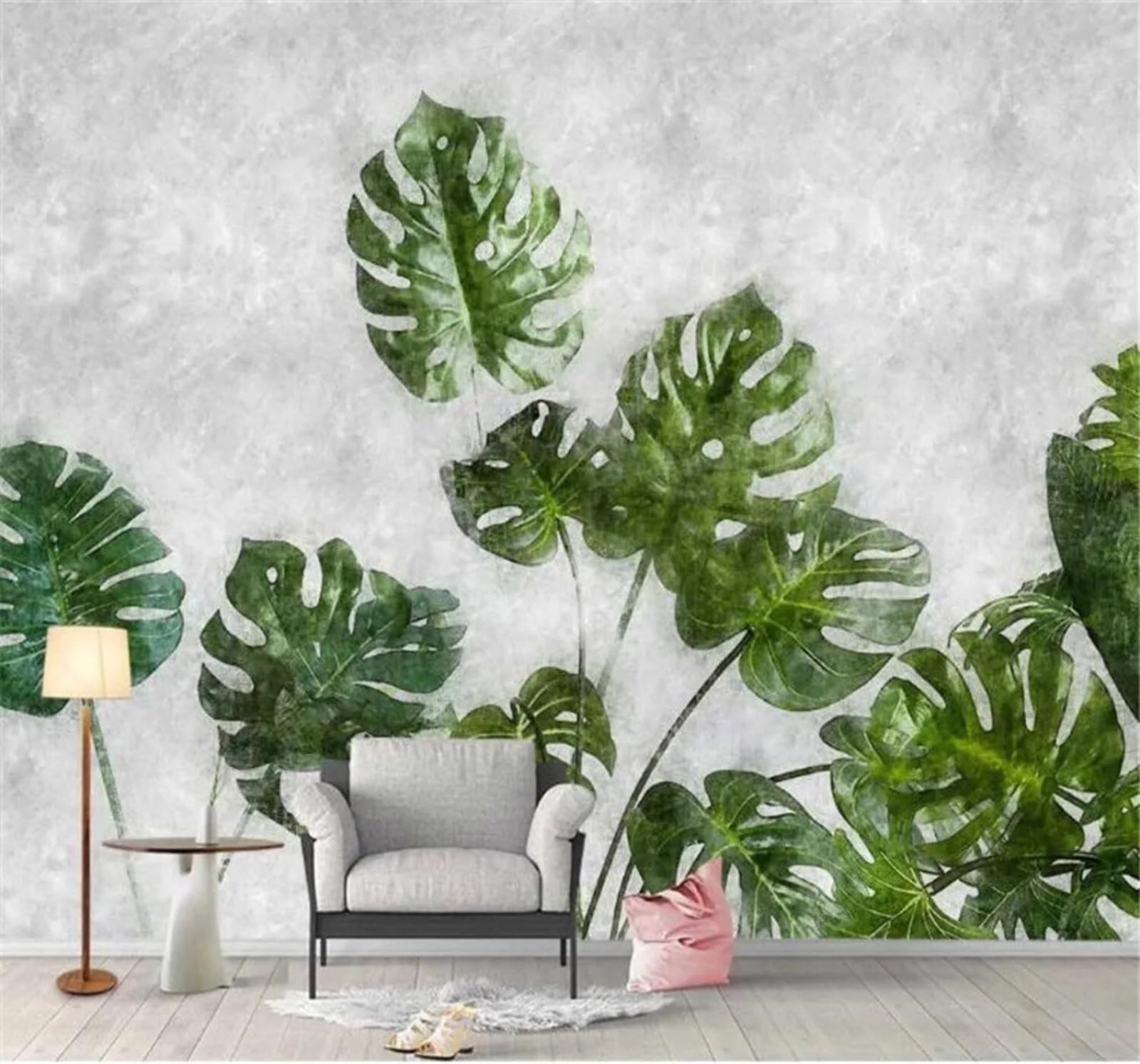 Tzxztt Fresh Minimalist Rustic Plants Banana Leaves Modern 3D Wallpaper Premium Textured Silk Neutral Tones Material Ideal for Living Room Bedroom-200cm×140cm