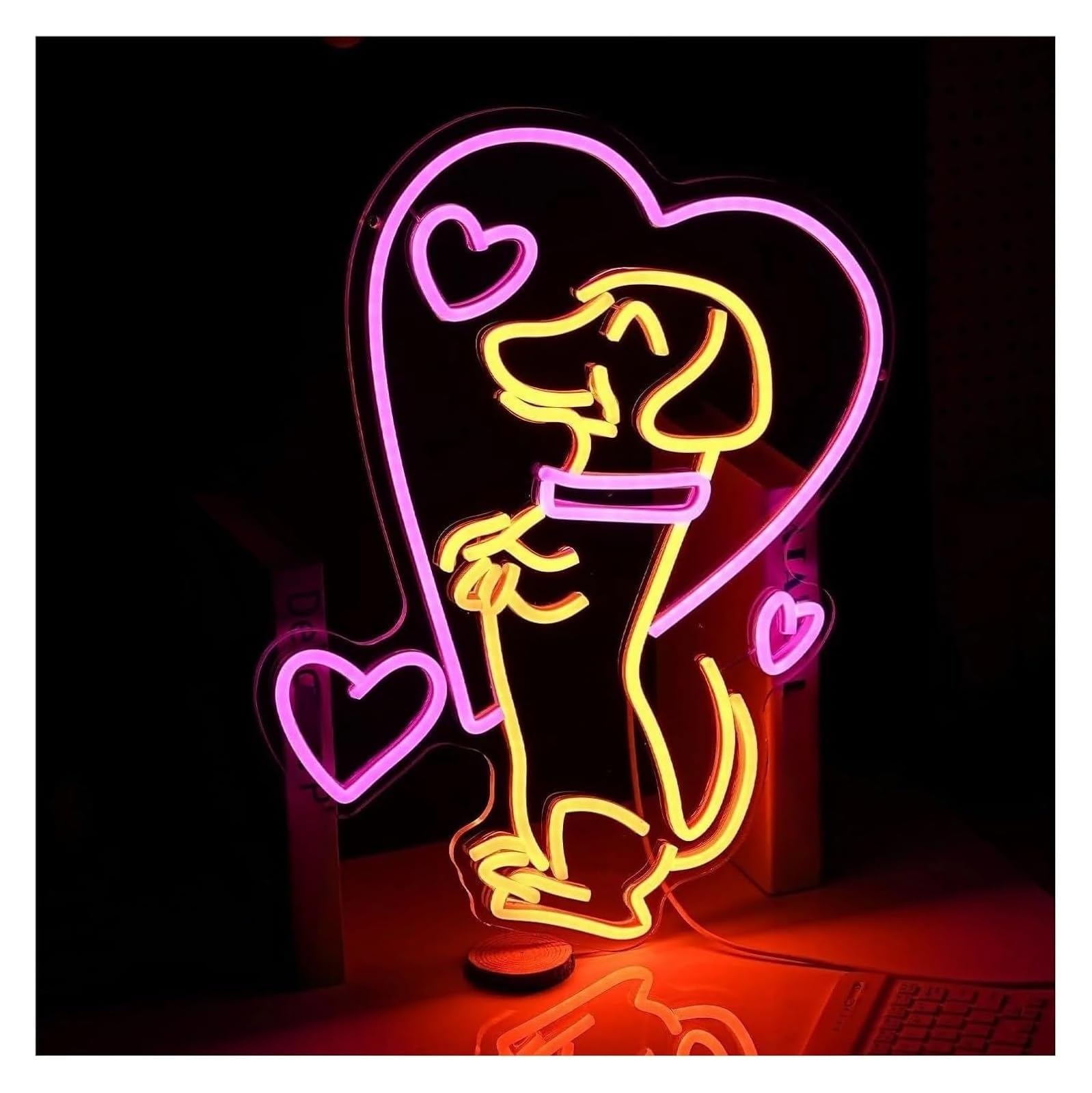 insegna al neon Lampada da parete con scritta "Cane suona per jazz" e luce al neon a LED per decorazioni per musica, feste, studio(32.5X42.5cm)